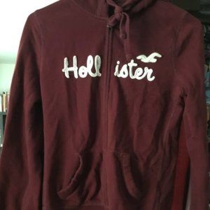 Hollister Burgundy Hoodie ZIP Sweater